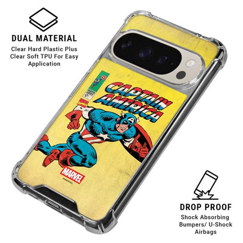 Marvel Classic Comics Captain America Google Pixel 9 Pro XL Clear Case